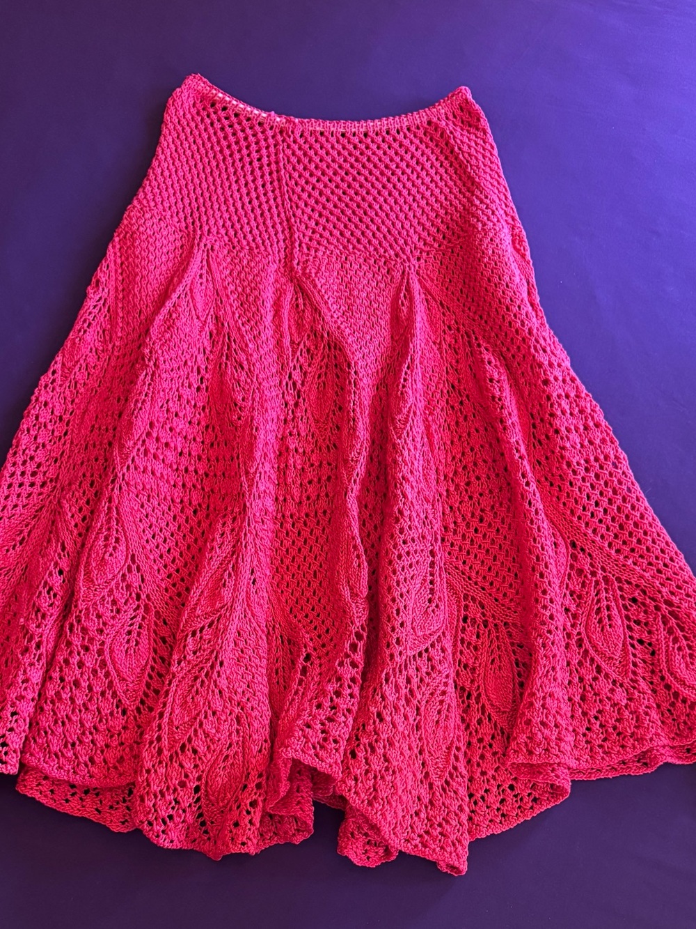 Vintage handmade knitted Red Skirt